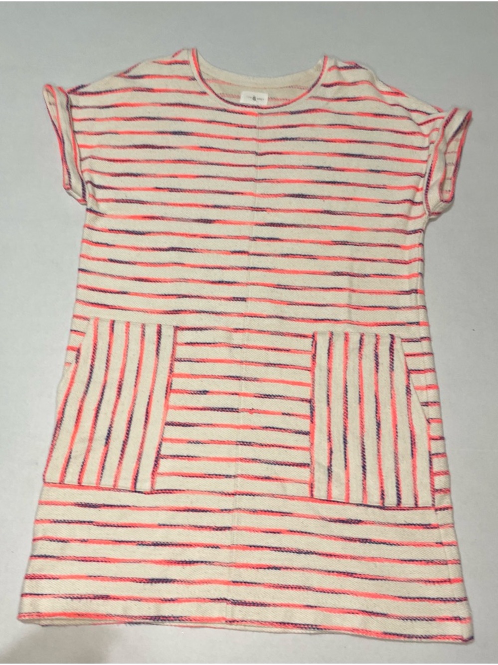 Lou & Grey Cream Knit Top with Orange and Navy Stripes